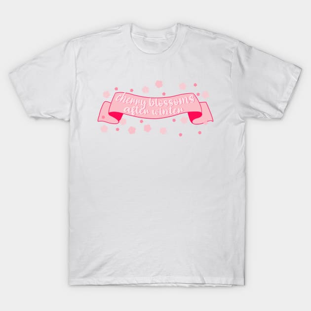 cherry blossoms after winter banner T-Shirt by goblinbabe